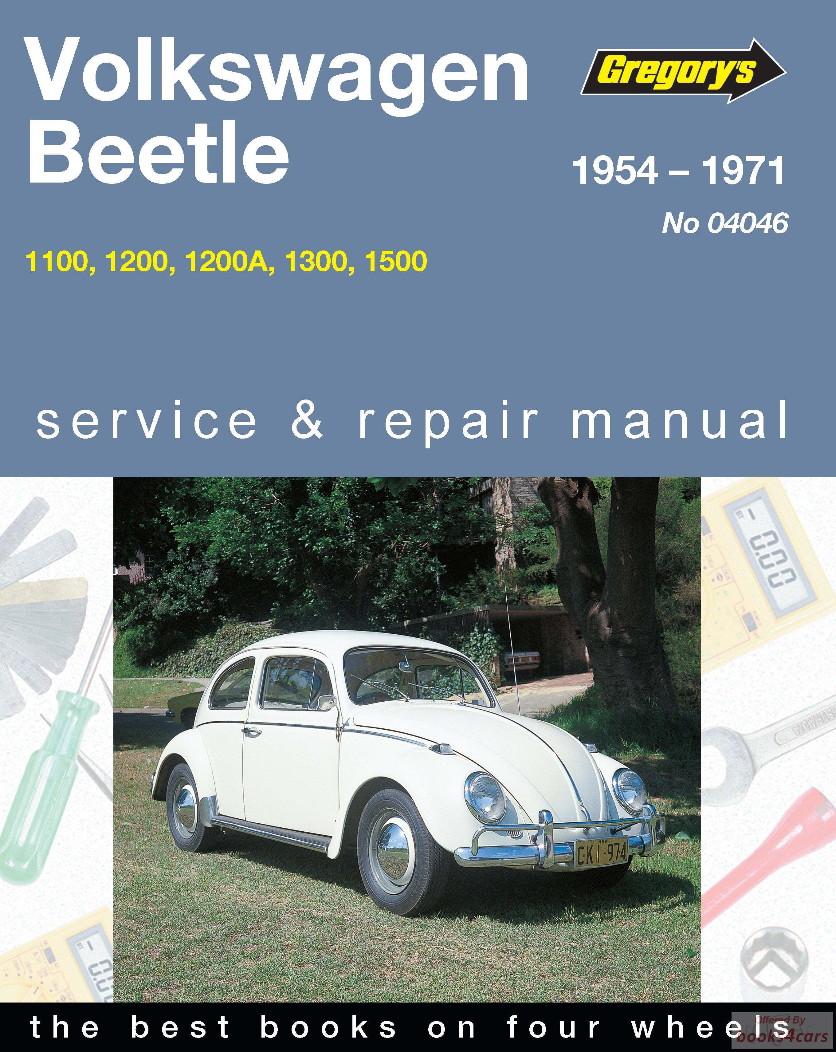 view cover of 1954-1971 VW Volkswagen Beetle shop service repair manual by Gregory's for 1100, 1200, 1300, & 1500
