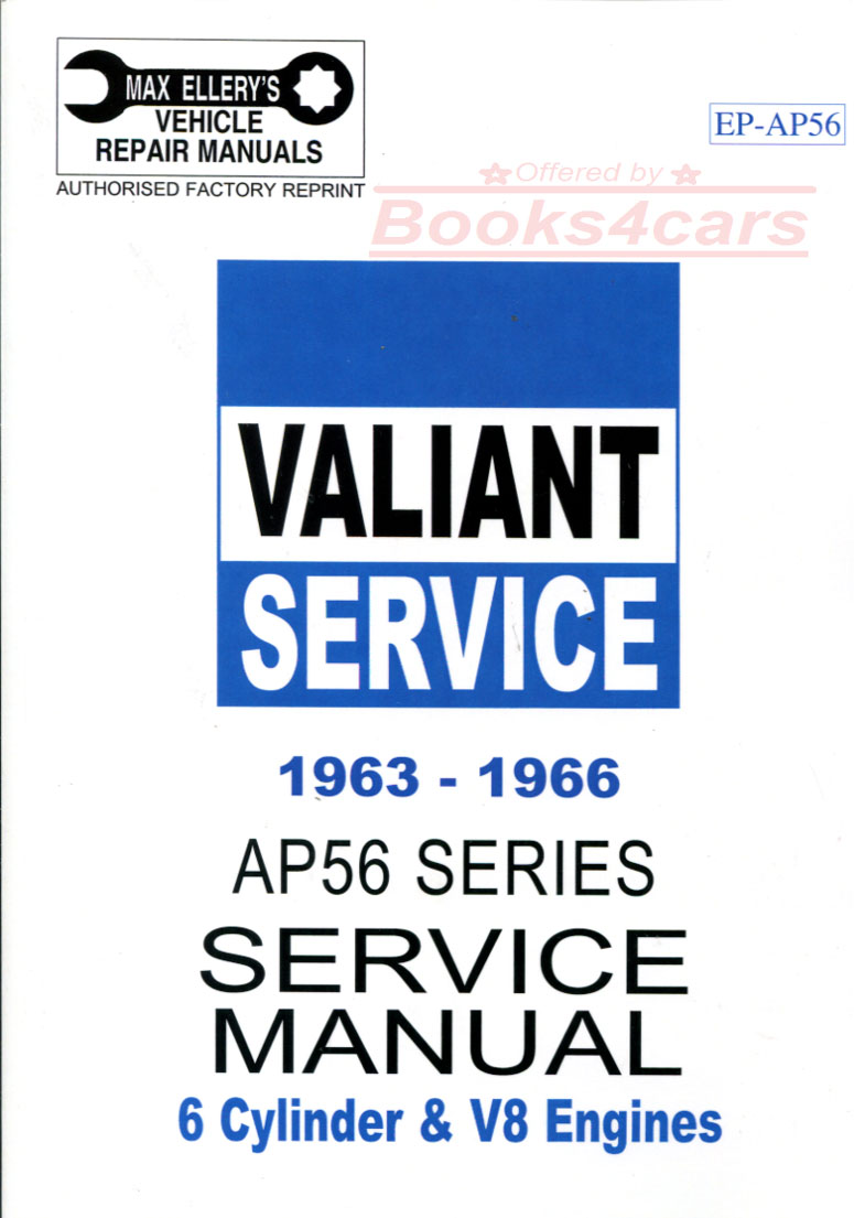 view cover of 1963-1966 Valiant 6 cylinder Shop Service Repair Manual by Plymouth of Australia (does not cover V8 or power steering)