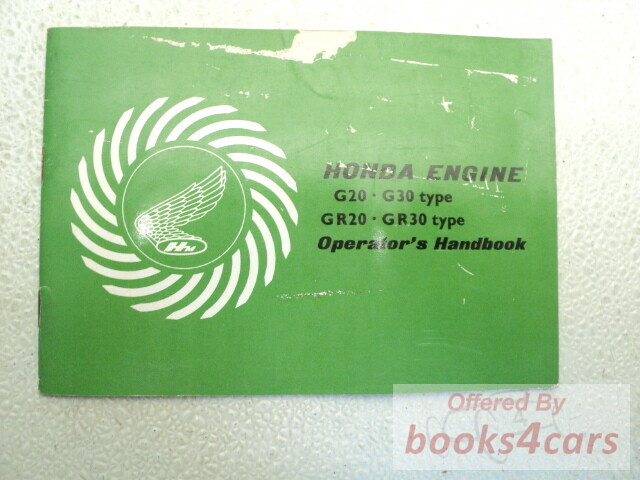view cover of Honda G20, G30, GR20 GR30 Engine Owners Manual