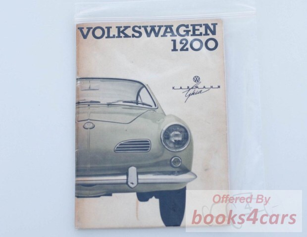 view cover of 1965 Karmann Ghia 1200 owners manual by Volkswagen