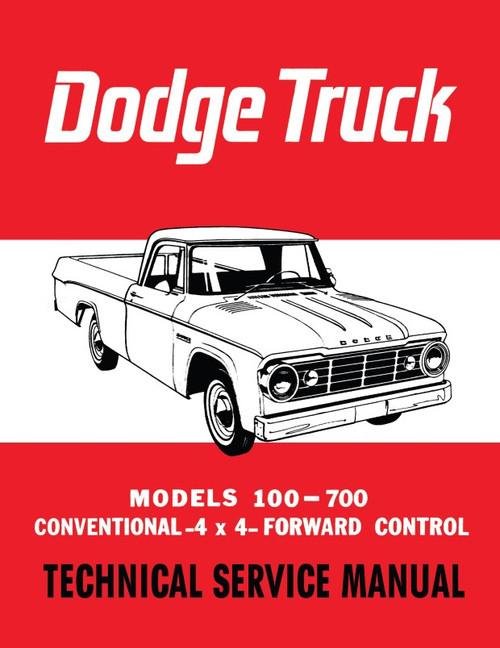 view cover of 1965 100-700 Shop Service Manual by Dodge truck for VIN # 14920000 & higher incl all Pickup Truck, forward control, 4X4 D100 D200 D300 D400 D500 D600 D700 and more