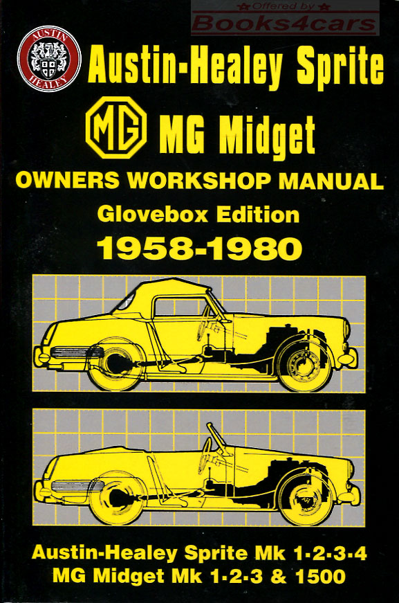view cover of 1958-1980 Manual Owners Workshop Manual for MG Midget & Austin Healey Sprite 184 pages compact glove box size