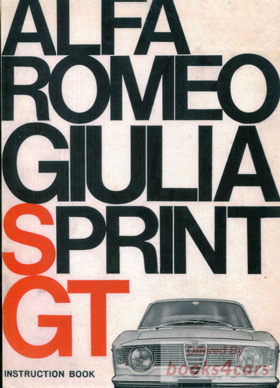 view cover of Giulia Sprint GT GTA GTC GT Veloce owners service manual by alfa Romeo in Italian; 110 pgs.