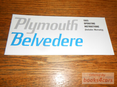 view cover of 1965 Belvedere Owners Manual by Plymouth