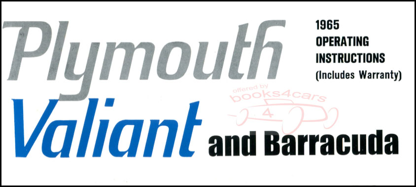 view cover of 1965 Valiant Barracuda Owners Manual by Plymouth 41 pages