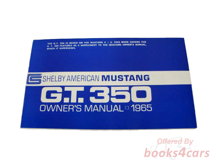 view cover of 1965 Shelby Mustang Owners manual