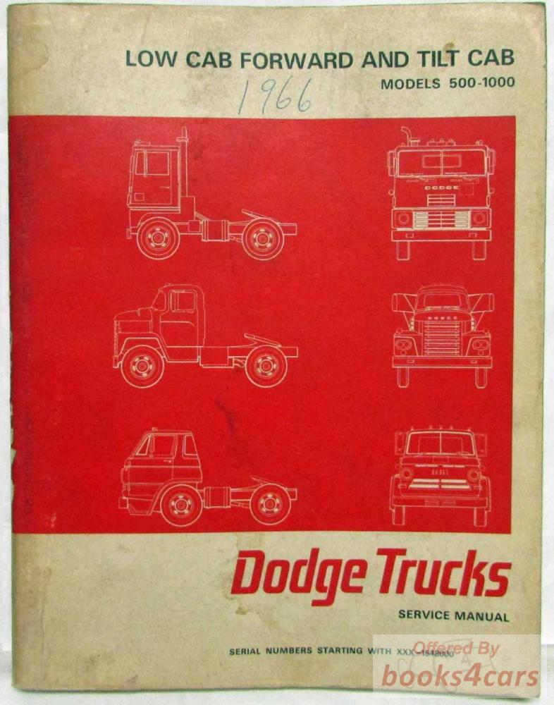 view cover of 1966 500-1000 Service Manual for Low Cab Forward & Tilt Cab, Ser. #1548000 & up by Dodge truck
