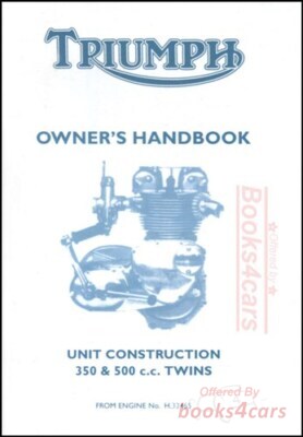 view cover of Owners Manual Handbook for Triumph 350 & 500 UK 1966