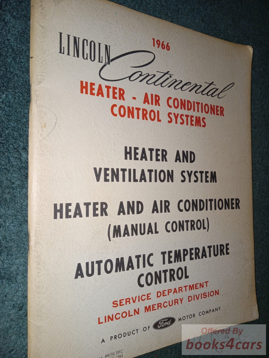 view cover of 1966 Continental Heating & Air-Conditioning Shop Service Repair Manual by Lincoln