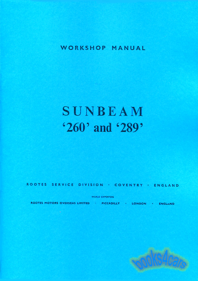 view cover of 1964-1968 Tiger 260 289 Shop Service Repair Manual 324 pages by Sunbeam