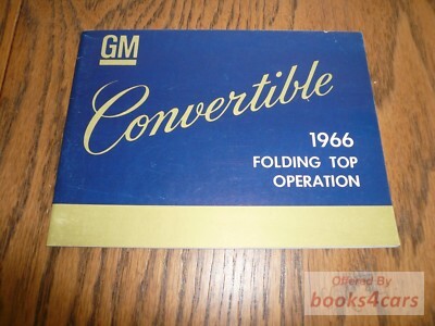 view cover of 1966 Convertible top operators manual by GM for Chevrolet, Buick, Cadillac, Oldsmobile, and Pontiac.
