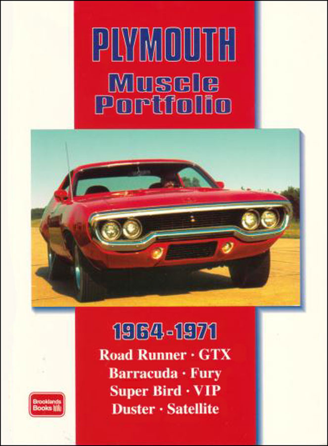 view cover of 1964-1971 Muscle Portfolio 136 page book about Plymouth Barracuda Belvedere Satellite GTX Road Runner Formula S Hemi and more