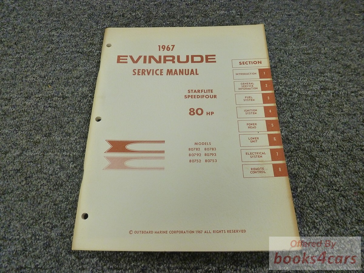 view cover of 1967 HP Service Manual by Evinrude covering 80782 80783 80792 80793 80752 80753 models