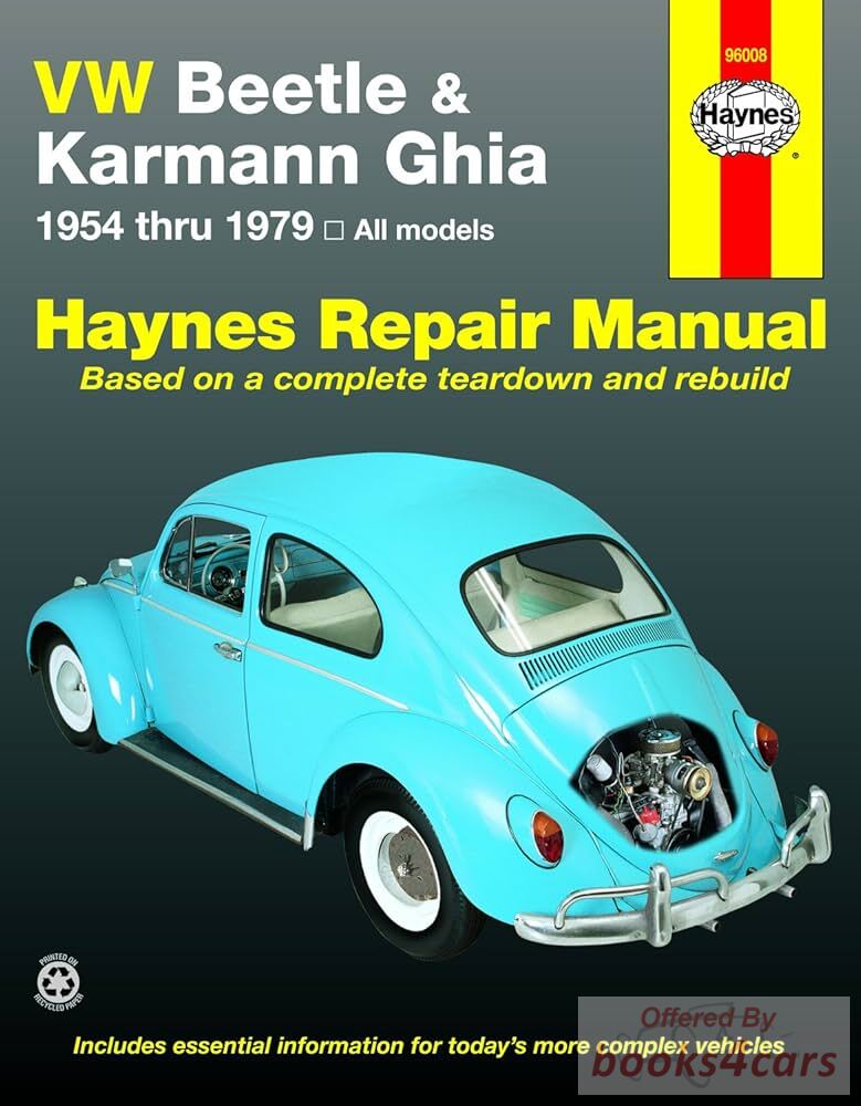 view cover of 1954-1979 VW Volkswagen Beetle & Karmann Ghia shop service repair manual by Haynes