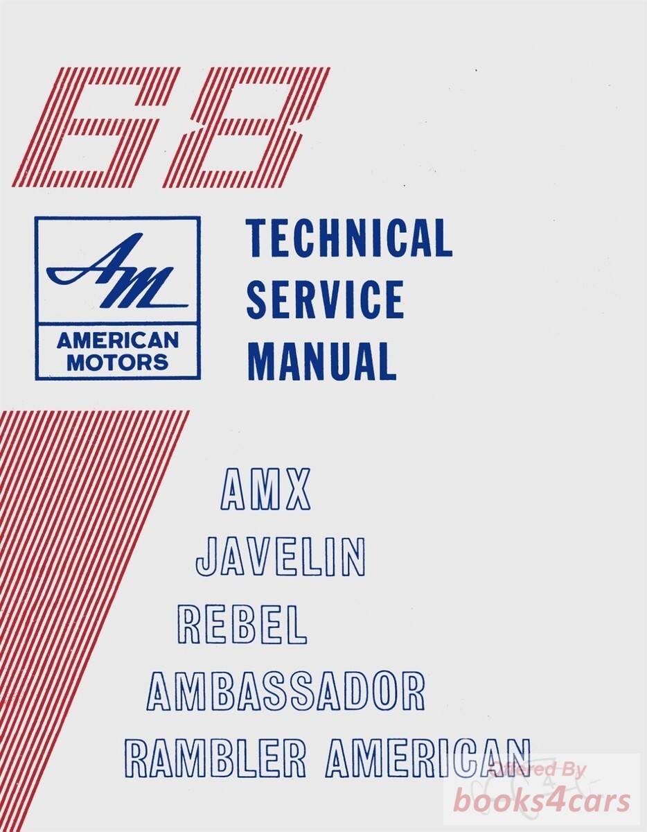 view cover of 1968 AMC Service Specifications for all models including Javelin Rebel Ambassador Rambler American & more