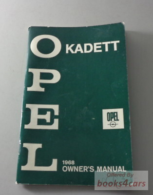 view cover of 1968 Kadett Owners Manual by Opel.