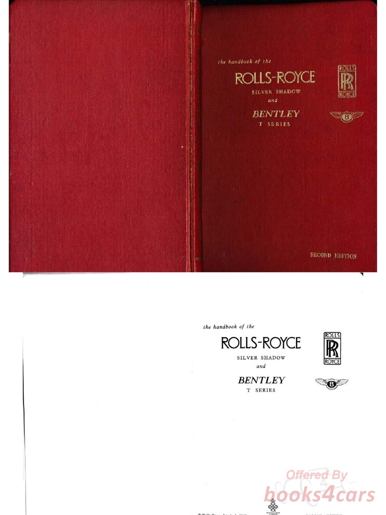 view cover of 1968-1969 Owners Manual by Rolls Royce for Silver Shadow & Bentley T from serial number 6001-9000 TSD 2436