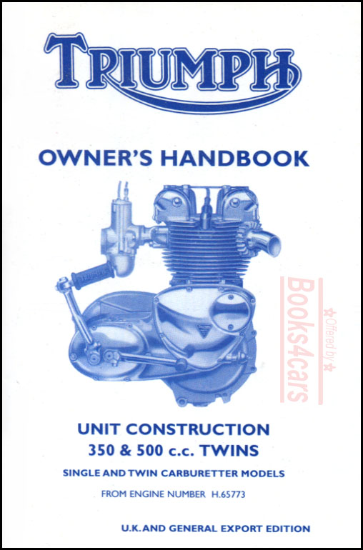 view cover of Owners Manual Handbook for Triumph 350 & 500 UK 1969