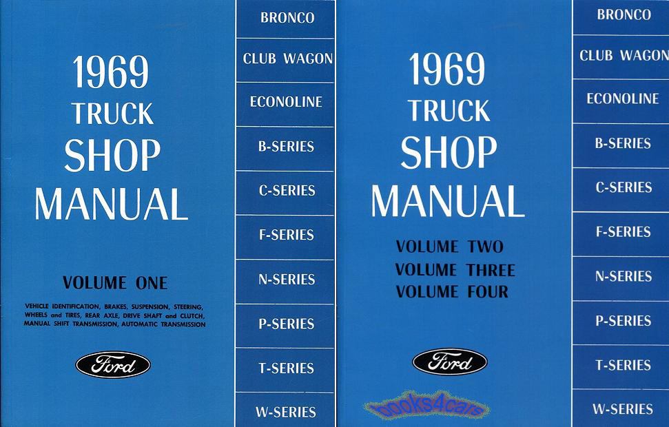 view cover of 1969 Shop Service Repair Manual set for Ford trucks 4 volumes covering all F100 F150 F250 F350 & Bronco