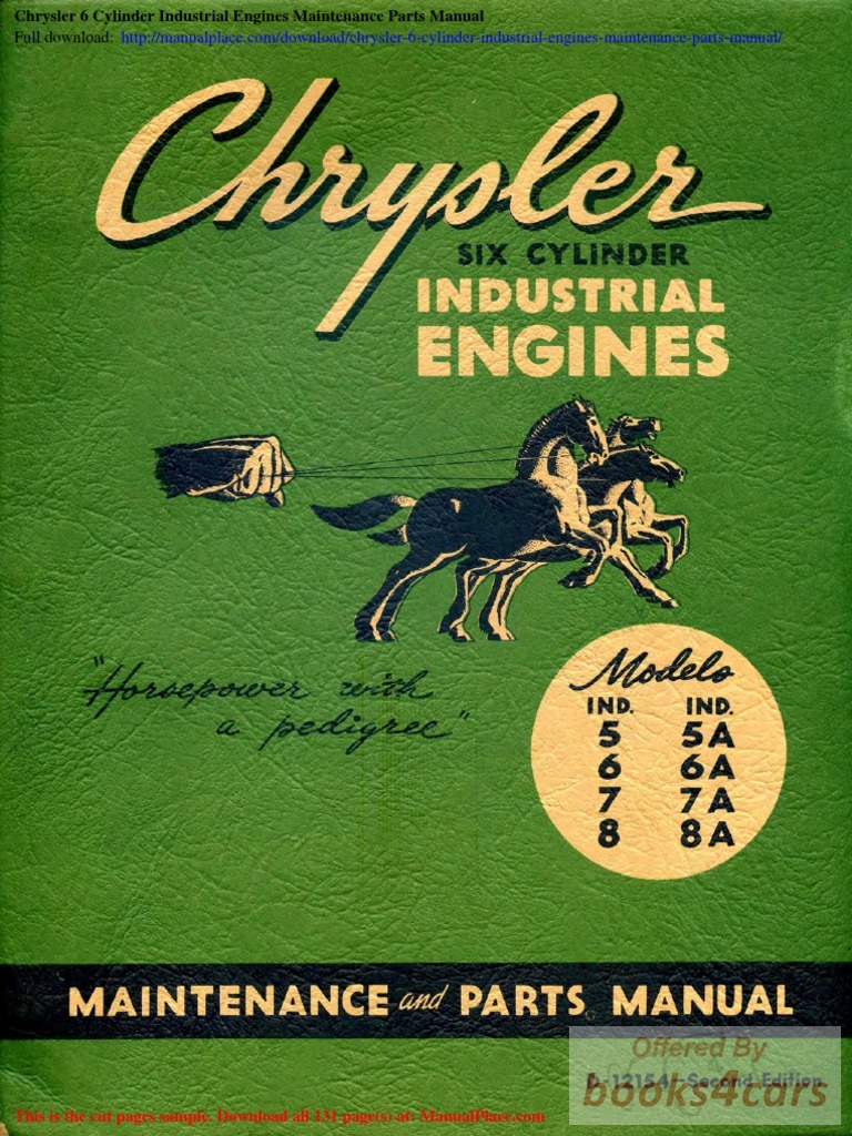 view cover of Chrylser 6 Cyl. Industrial Engines Maintenance Manual