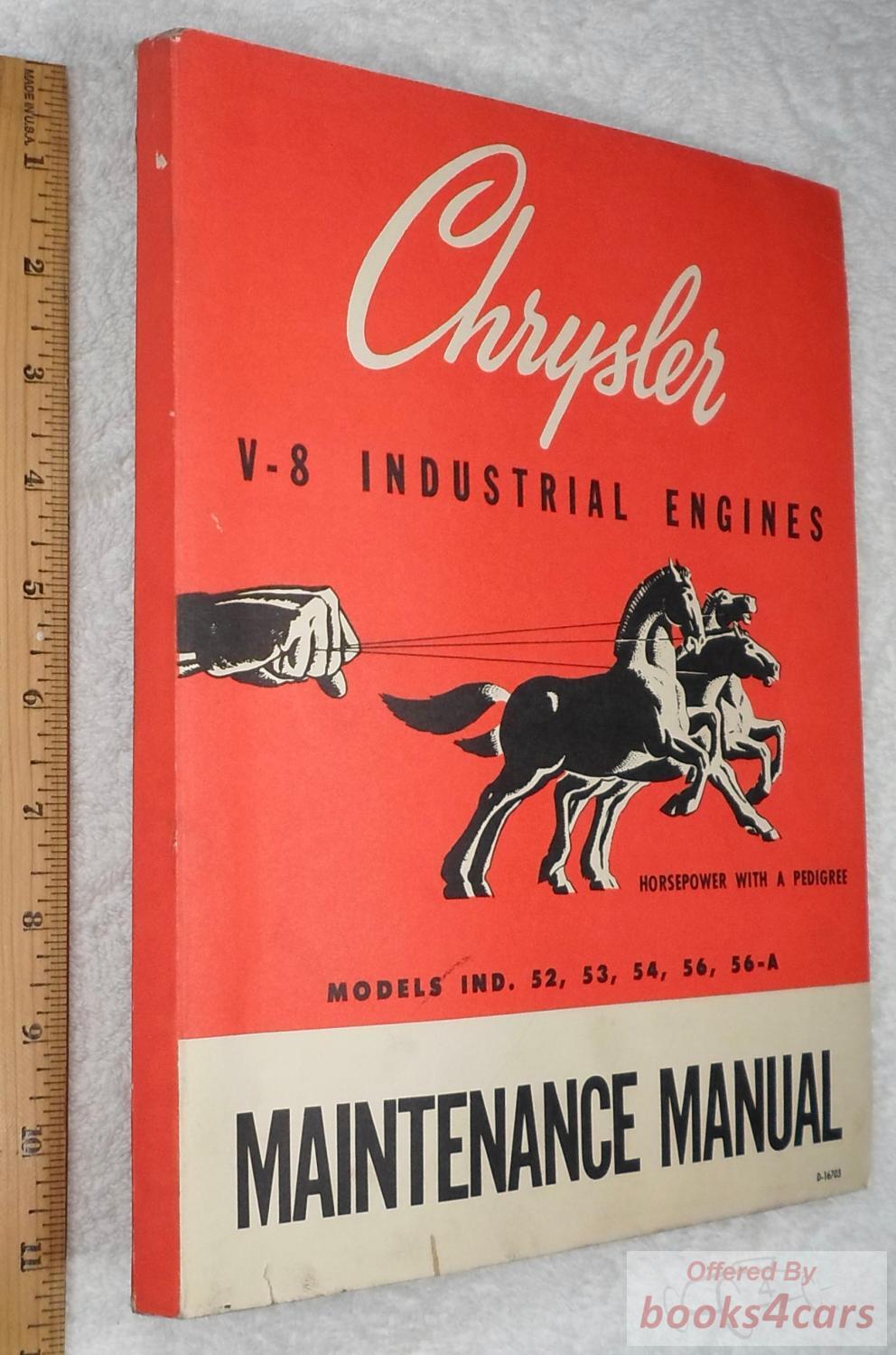 view cover of Chrysler Industrial Engines Maintenance & Parts Manual 8 Cylinder model