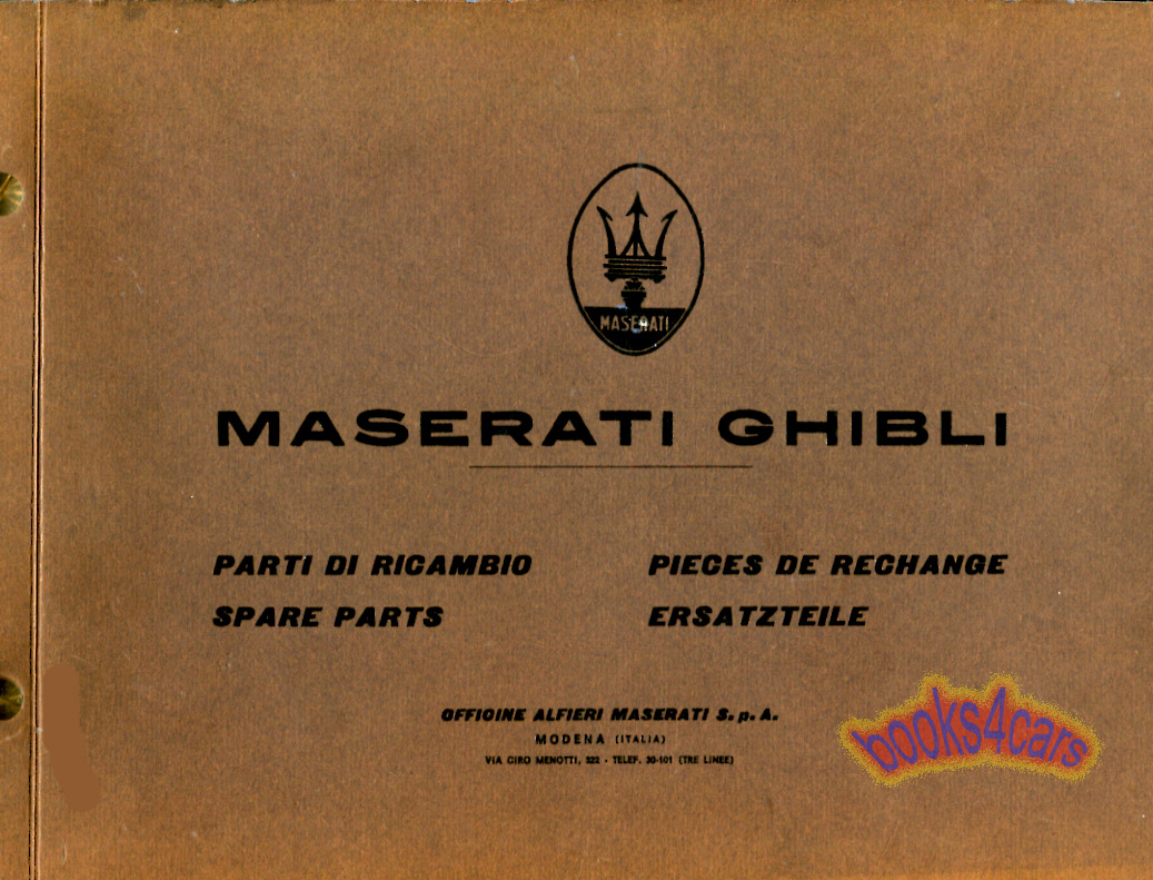 view cover of Ghibli Parts Manual by Maserati