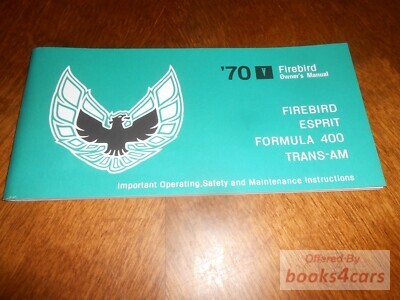 view cover of 1970 Firebird owners manual by Pontiac