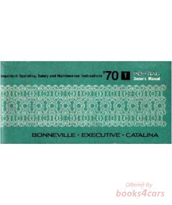 view cover of 1970 Owners Manual for Bonneville Executive Catalina by Pontiac 84 pages.