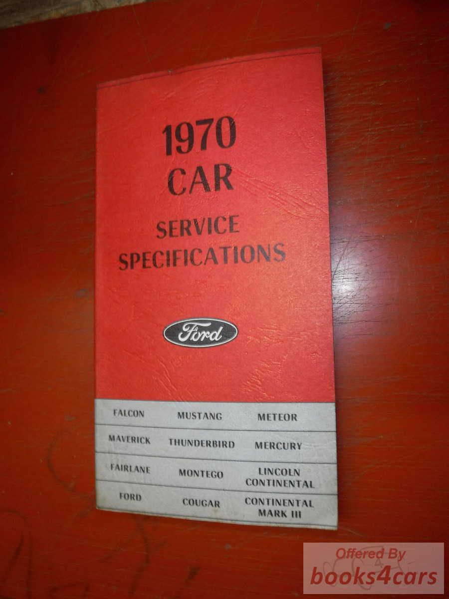 view cover of 1970 Service Specifications for car by Ford.
