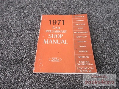 view cover of 1971 Car preliminary shop manual by Ford, Mercury, & Lincoln