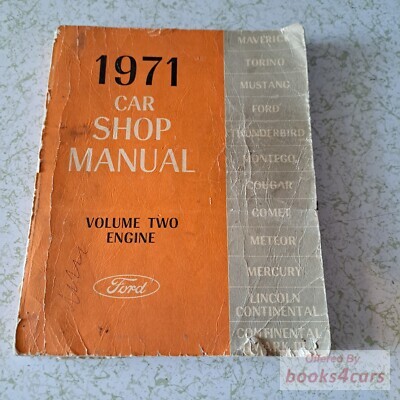 view cover of 1971 Car Engine Factory Shop Manual for all 1971 Ford, Lincoln, & Mercury passenger cars
