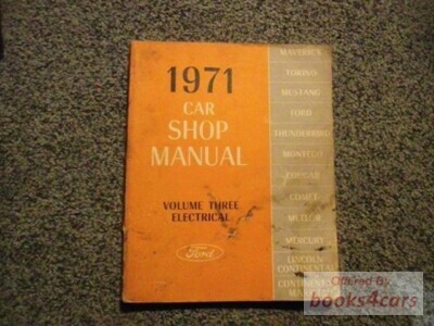 view cover of 1971 Car Electrical Factory Service Manual Vol. #3 for Ford, Lincoln, & Mercury Passenger Car