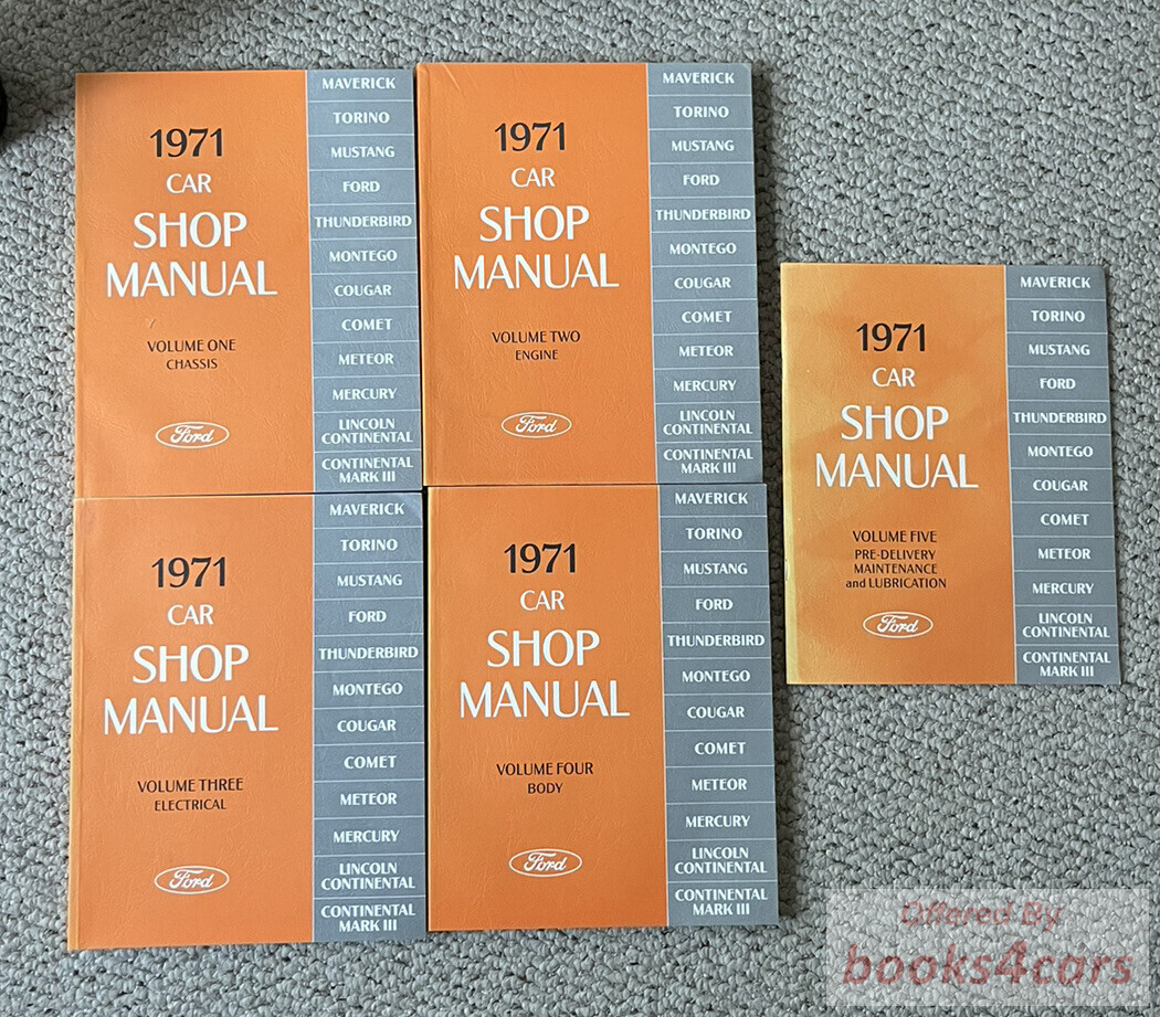 view cover of 1971 Car Body Factory Shop Manual for all 1971 Ford, Lincoln, & Mercury passenger cars including Mustang Cougar LTD Torino Montego Pinto Maverick Comet Marquis Continental and more