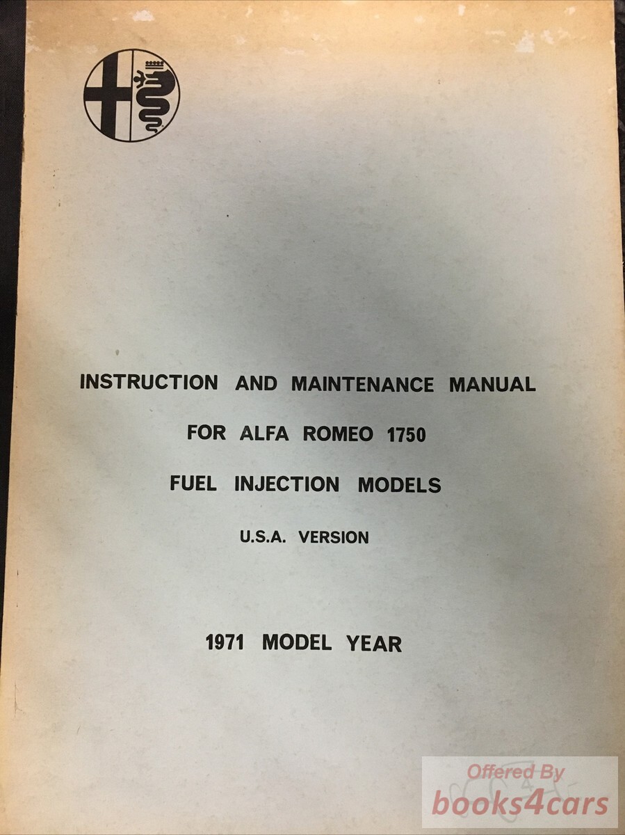 view cover of 1971 Alfa 1750 Fuel Injection Manual By Alfa Romeo