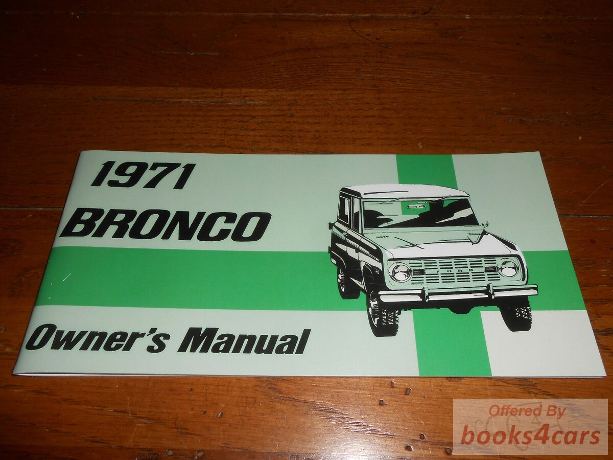 view cover of 1971 Bronco Owners Manual by Ford