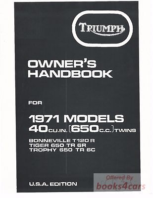 view cover of 1971 650 Owners Manual Handbook by Triumph