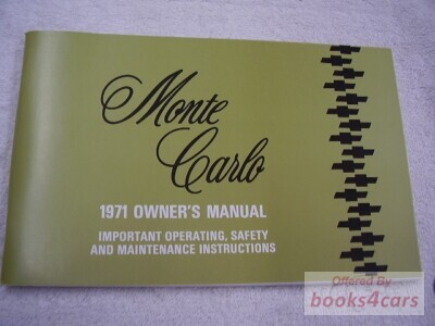 view cover of 1971 Monte Carlo Owners Manual by Chevrolet