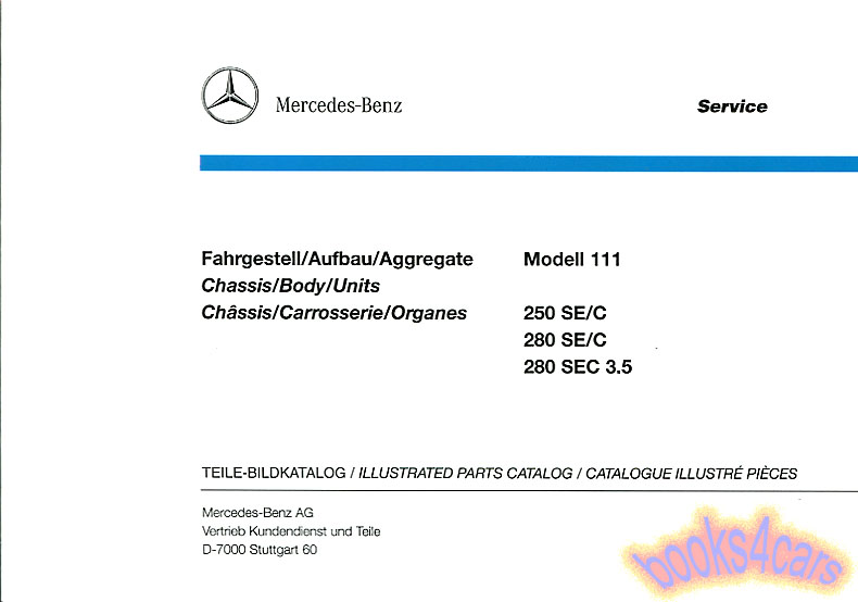 view cover of 1969-1973 Coupe Cabriolet Part Identification Manual by Mercedes for series 111 280 250 280SE 3.5 250SE
