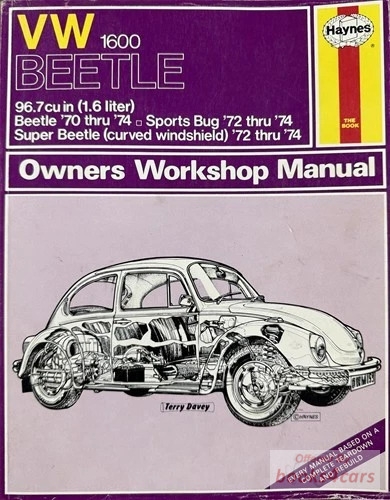 view cover of 1970-1974 VW Beetle Sports Bug Super Beetle Shop Service Repair Manual by Haynes for Volkswagen