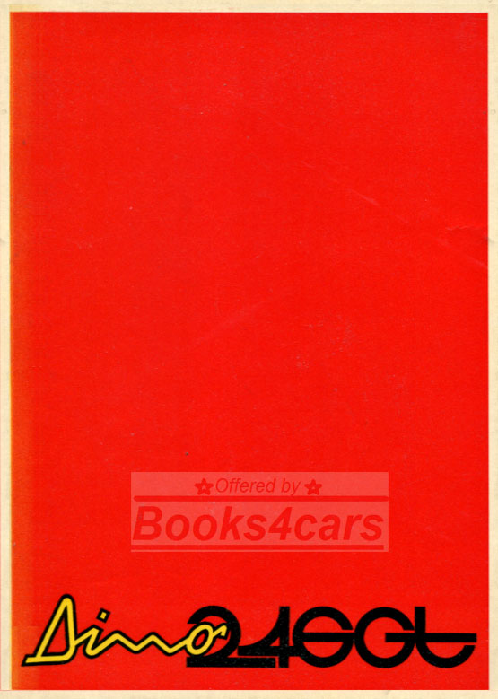 view cover of 1971-1974 Owners Manual by Ferrari for 246GT Dino