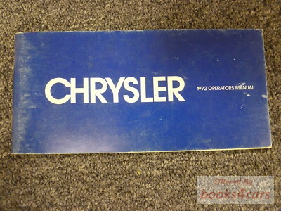 view cover of 1972 Chrysler Owners Manual by Chrysler
