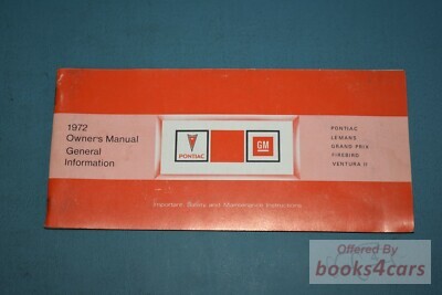 view cover of 1972 Grand Prix Owners Manual by Pontiac