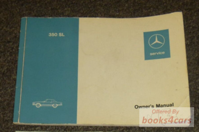 view cover of 1972 350SL Owners Manual by Mercedes for 350 SL