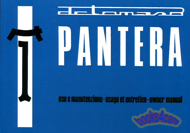 view cover of Owners manual for chrome bumpered Pantera by DeTomaso & Ford 80 pages Blue cover