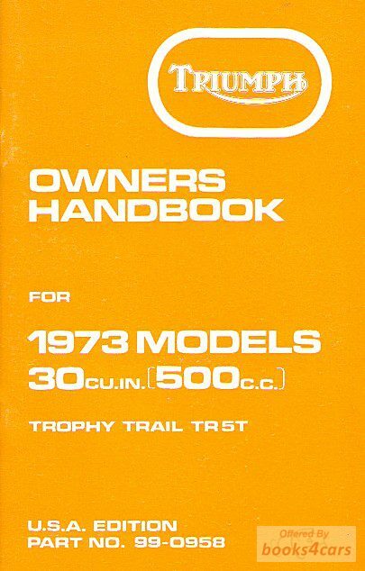 view cover of Owners Manual Handbook for TR5T 1973