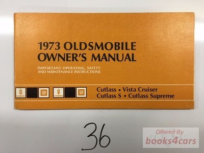view cover of 1973 Cutlass, Vista, Cutlass S & Supreme Owners manual by Oldsmobile