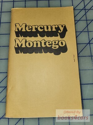 view cover of 1974 Montego Owners Manual by Mercury