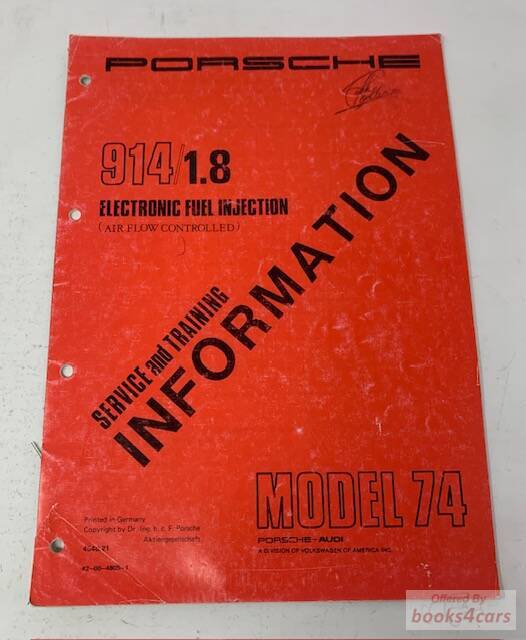 view cover of 1974 914 Service & Training Information Manual by Porsche