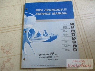 view cover of 1974 Sportster 25 HP models 25402-25403, 25452-25453 Service Manual by Evinrude