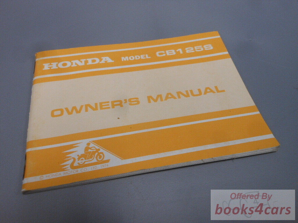 view cover of 1974 Honda CB125 Owners Instruction Manual Handbook - 52 pages